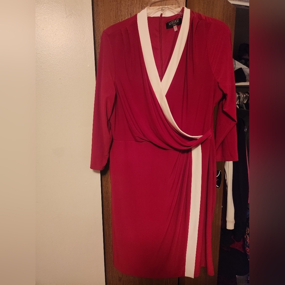 Kasper Dresses & Skirts - Kasper Red and White Faux Wrap  Dress - XXL